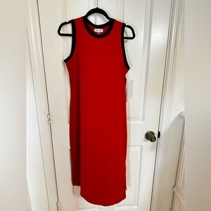 Calvin Klein Red and Black Midi Dress Size  S